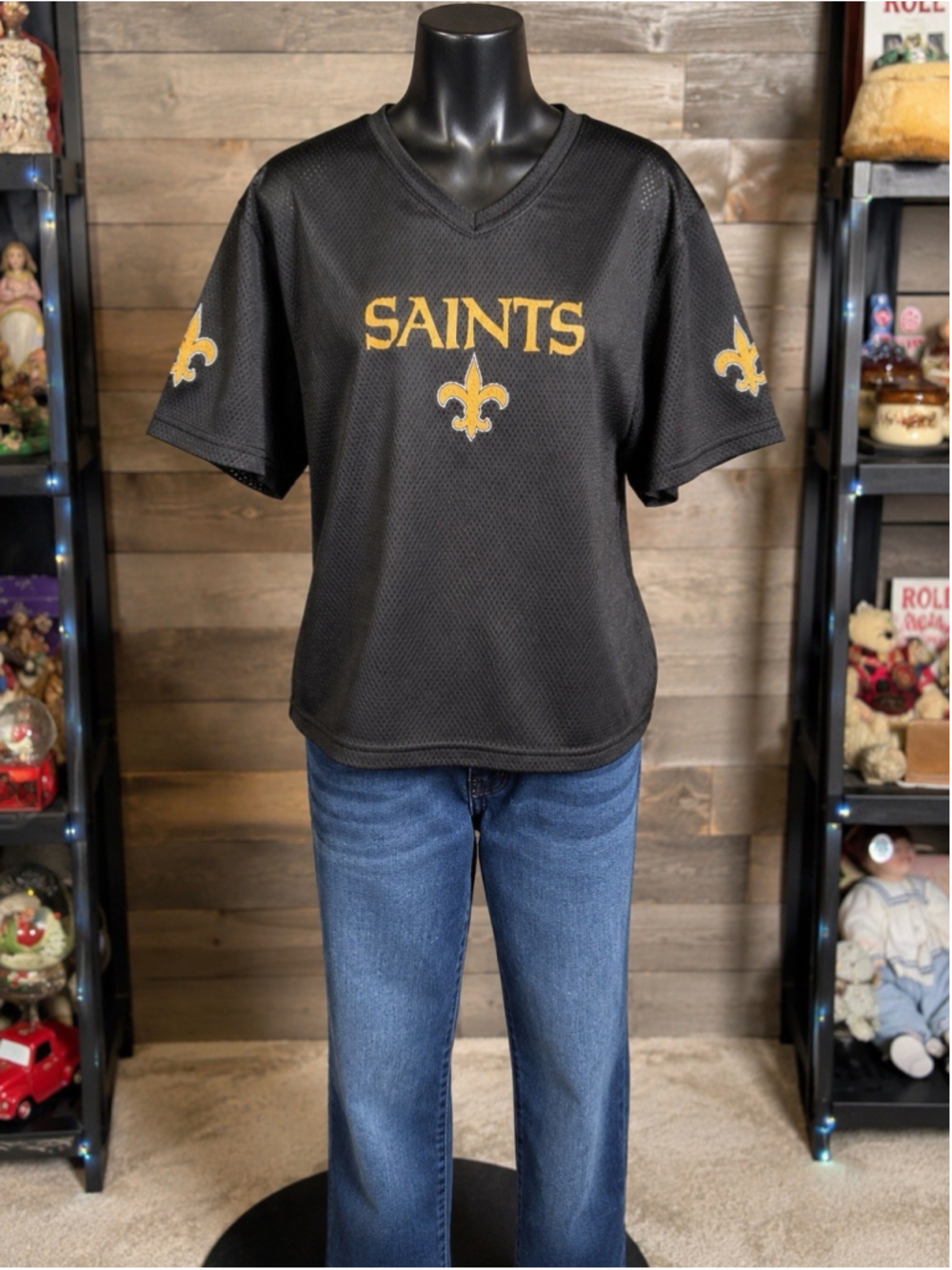 New Orleans Saints Mesh Jersey Shirt Youth Medium Black Gold NFL
